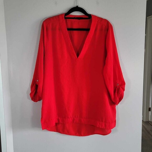 Express Red Vneck blouse. EUC - Picture 3 of 5